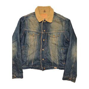 Mens Abercrombie & Fitch Vintage Denim Jacket Dark Blue Wash Size L